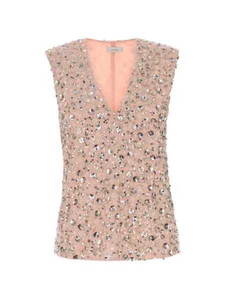 Top Rabanne cu paiete roz