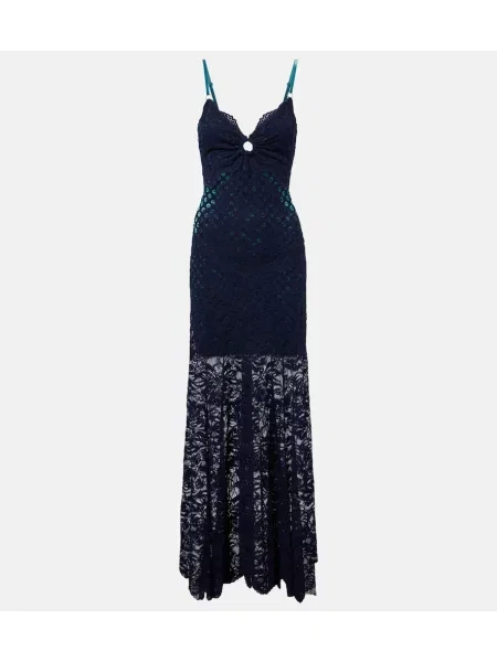 Rochie maxi Rabanne din dantelă albastru