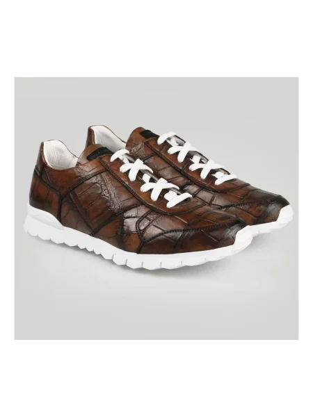 Sneakersy Kiton skórzane brązowe