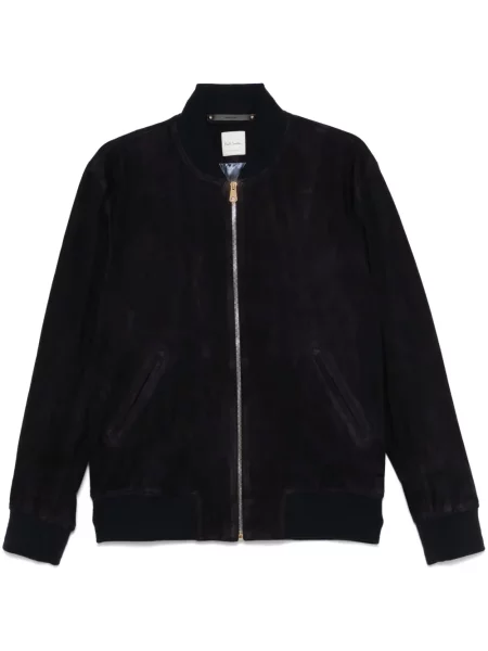 Geacă bomber Paul Smith din piele de căprioară albastru