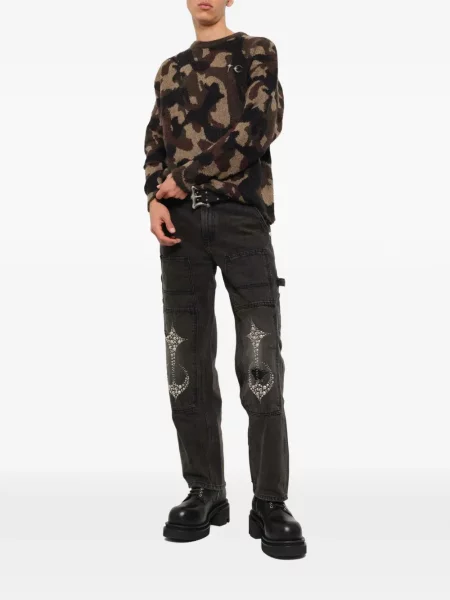 Pulover Thug Club cu model camuflaj maro