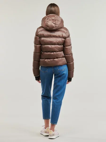 Geacă Superdry cu glugă maro