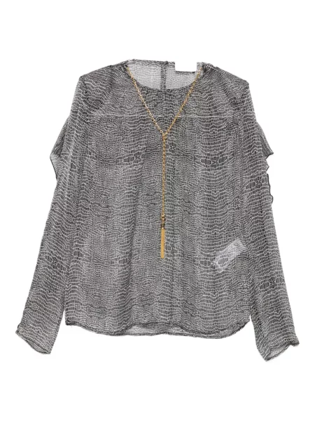 Top Elisabetta Franchi cu imagine cu imprimeu animal print negru