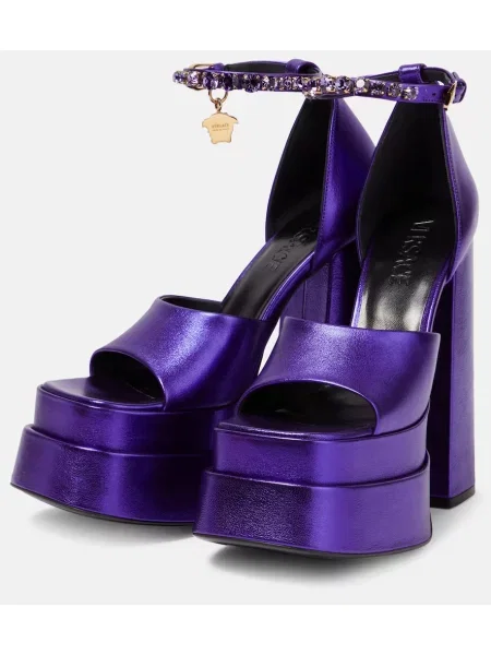 Sandale Versace din piele cu platformă violet
