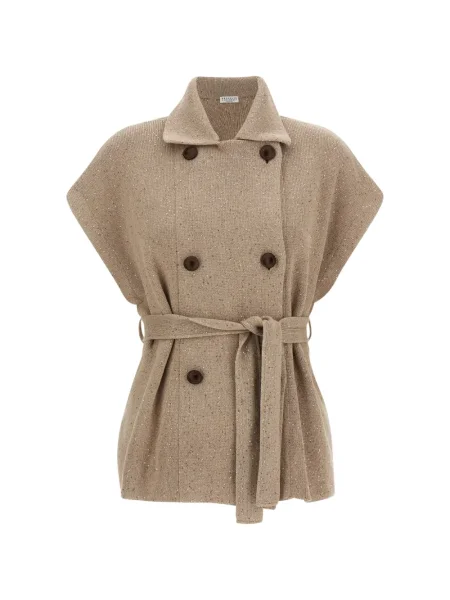 Palton Brunello Cucinelli cu paiete cu două rânduri de nasturi