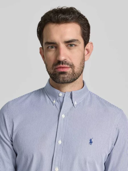 Koszula casualowa o kroju slim fit z listwą guzikową Polo Ralph Lauren błękitna