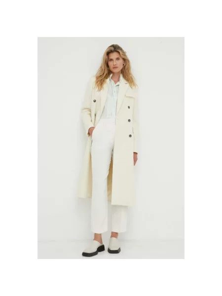 Day Birger et Mikkelsen spodnie beżowy proste high waist białe