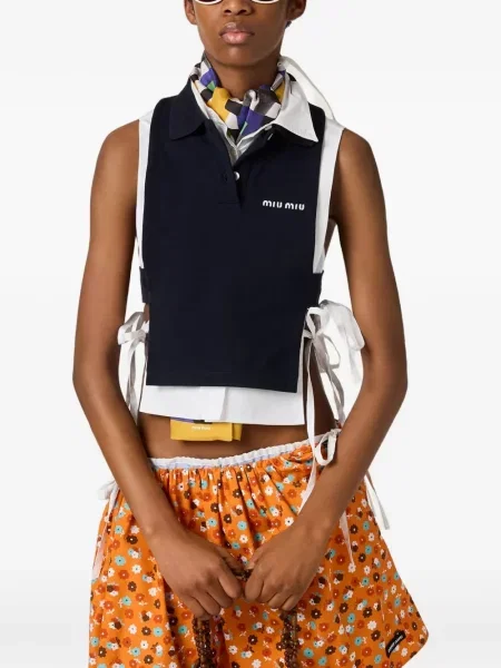 Tricou polo Miu Miu albastru