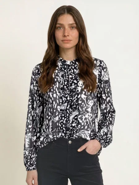 Marc Cain Košilová Halenka S Volánky black new černá