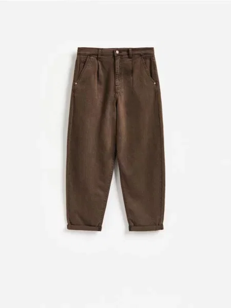 Reserved Blugi barrel leg dark grey jeans gri