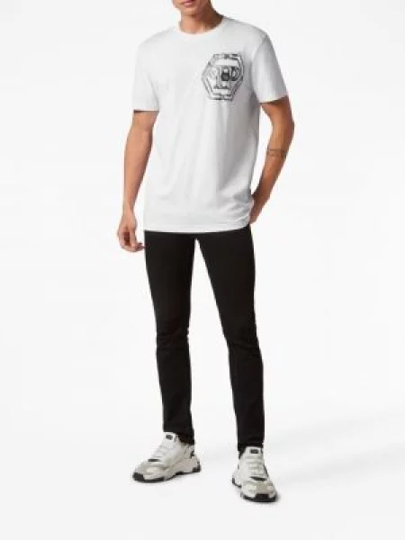 Rövid póló Philipp Plein nyomtatás fehér