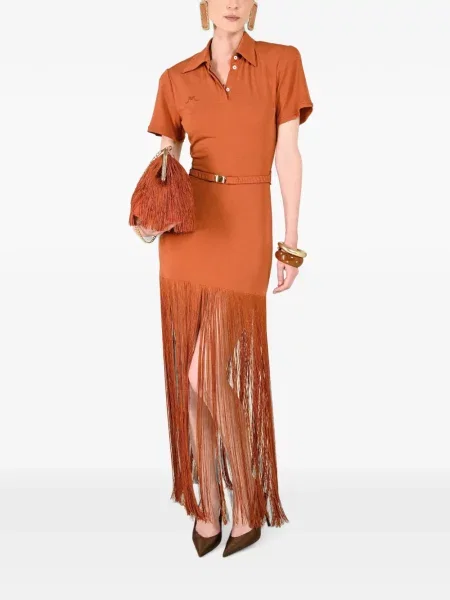 Rochie maxi Rowen Rose cu franjuri roz