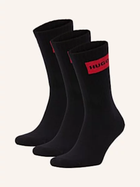 Ponožky Hugo Boss Qs Rib Label Cc Black černé