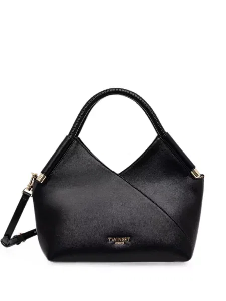 Geantă shopper Twinset asimetrică cu autograf negru