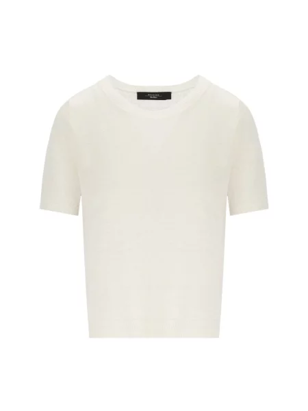Lniany sweter Weekend Max Mara biały