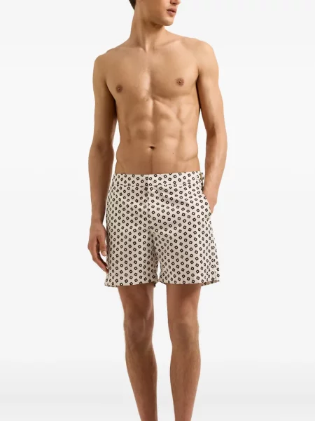 Slip de baie Orlebar Brown cu imagine cu imprimeu geometric alb