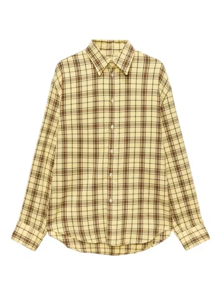 Kostkovaná dlouhá košile Msgm žlutá