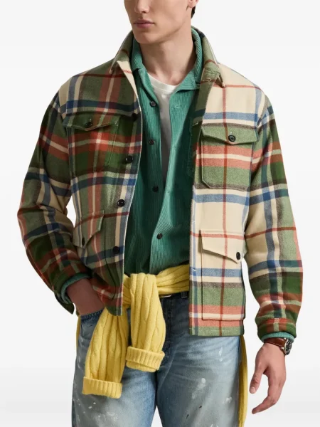 Șapcă Polo Ralph Lauren cu decolteu în V cu autograf în carouri albastru