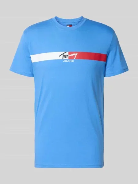 T-shirt o kroju regular fit z czystej bawełny Tommy Jeans niebieska