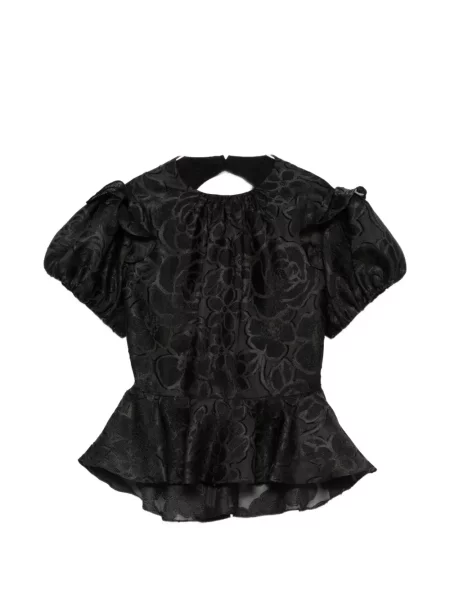 Bluză Parlor cu model floral din jacard negru