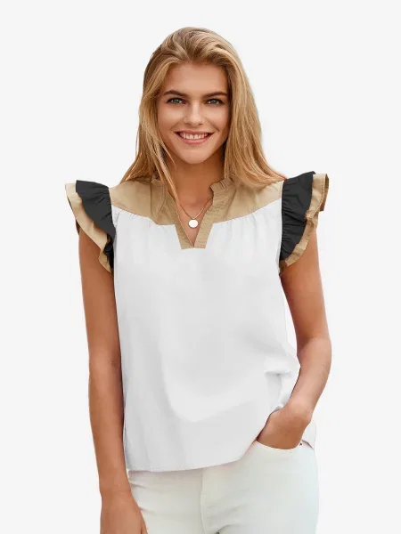 Imily Bela Bluză bej / negru alb