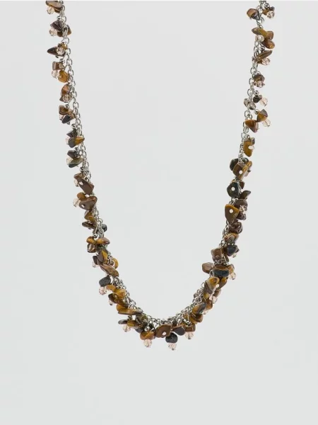 Подвеска Reserved с камнями коричневая