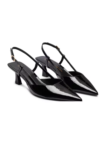 Czółenka Stuart Weitzman skórzana z otwartą piętą czarna