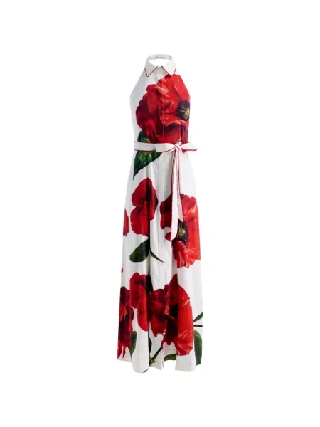Rochie maxi Alice + Olivia cu model floral cu imagine cu gât halter alb
