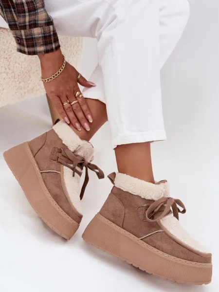 Krzno škornji za sneg Boto s platformo bež