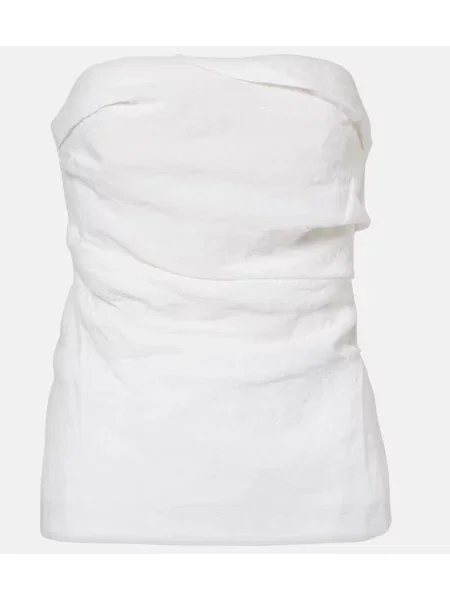 Lniany top Tove drapowany biały