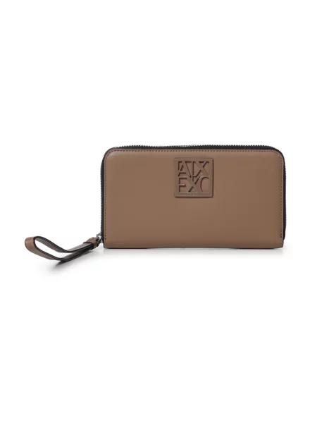 Armani Exchange portfel z imitacji skóry brązowy