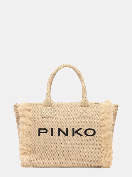 Shopperka Pinko pleciona beżowa
