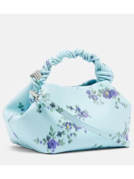 Top Ganni cu model floral albastru