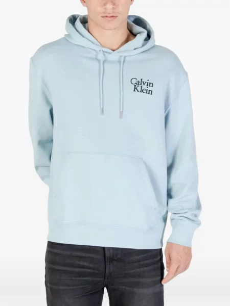Hanorac cu glugă Calvin Klein cu imagine cu cordon albastru