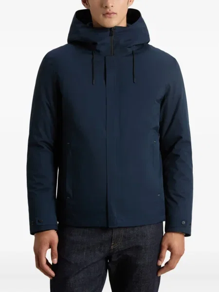 Geacă Woolrich cu glugă albastru