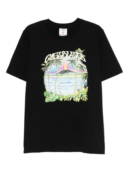 Tricou Casablanca cu imagine cu imprimeu tropical negru