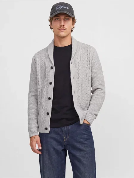 JACK & JONES Geacă tricotată JJJAMES murdar alb