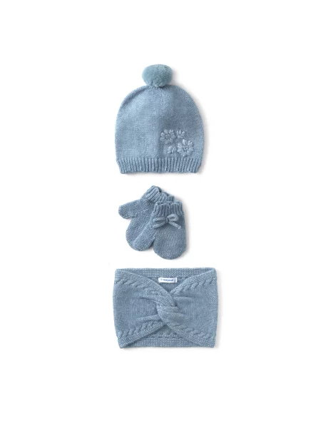 Mayoral Set klobuk bandana in rokavice modra