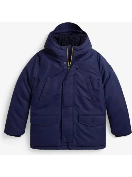 Kurtka z kapturem Ralph Lauren Down Parka granatowy żółty S niebieska