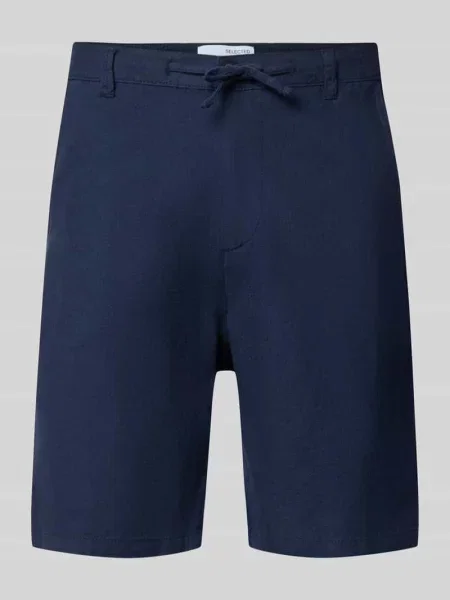 Szorty chino o kroju regular fit z mieszanki bawełny i lnu model BRODY' Selected Homme