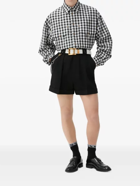 Pantaloni scurți Versace de lână negru