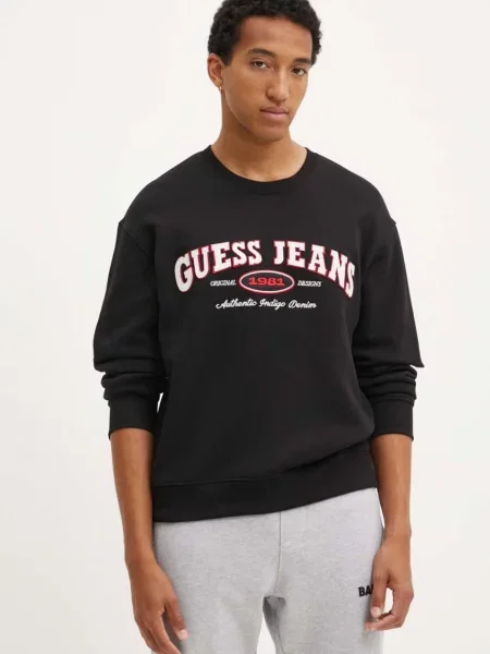 Суитчър Guess Jeans с апликация черно