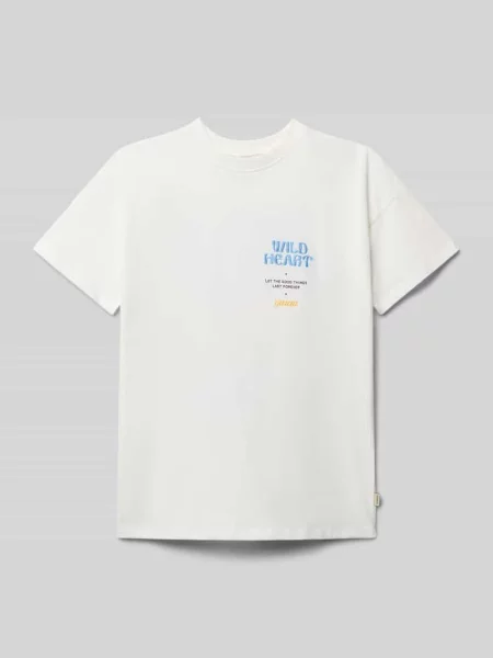 T-shirt z detalami z logo Garcia biała
