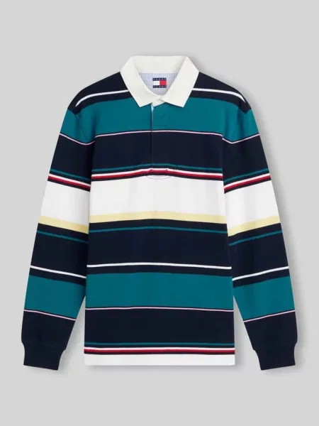 Koszulka rugby o kroju regular fit z czystej bawełny Tommy Jeans granatowa