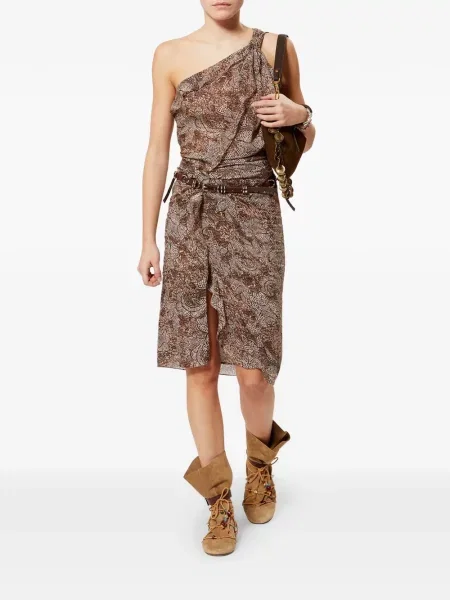 Gėlėta kostiumas midi suknelė Isabel Marant iki kelių ruda