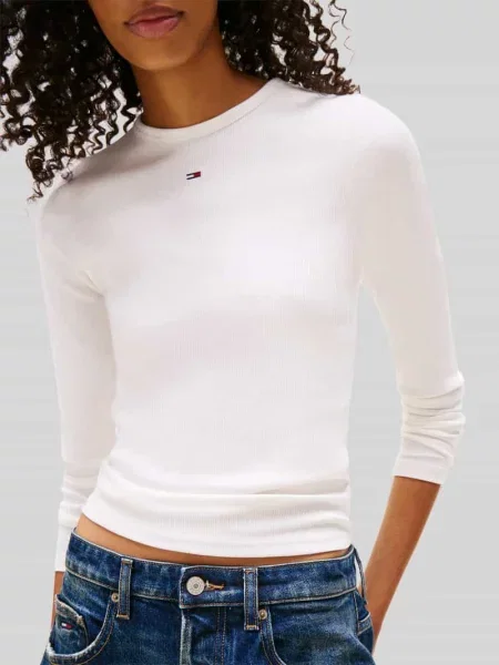 Tommy Jeans Bluzka Essential Écru biała