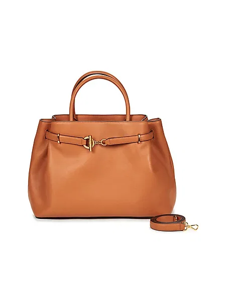 Lauren Ralph Lauren crossbody torbica usnjena rjava