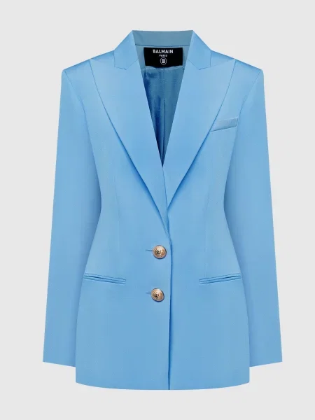Жакет з вовни Balmain блакитний