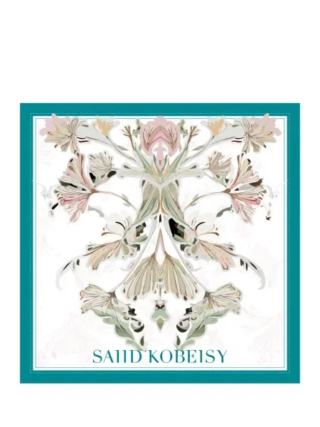 Fular Saiid Kobeisy cu model floral mari alb