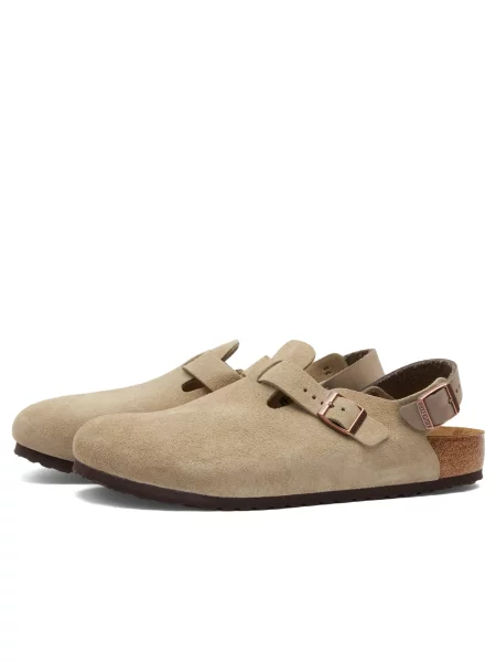Birkenstock klapki zamszowe Tokio beżowy